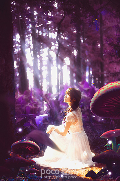 Photoshop打造梦幻的紫林美女图片
