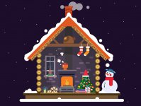 房屋插画：AI绘制圣诞节主题的房