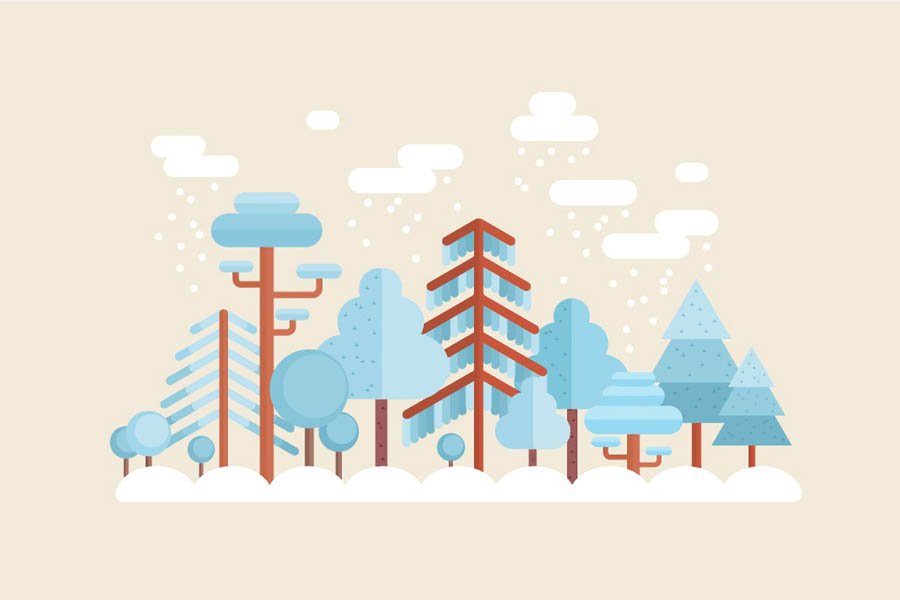 冬季插画：AI绘制唯美的冬季森林场景,PS教程,思缘教程网