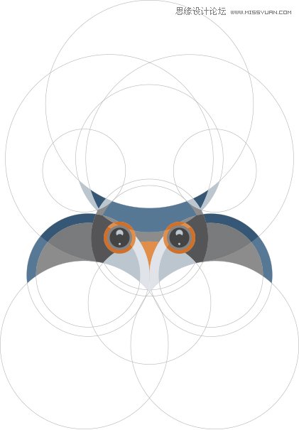 Illustrator使用圆形工具绘制猫头鹰形象,PS教程,思缘教程网