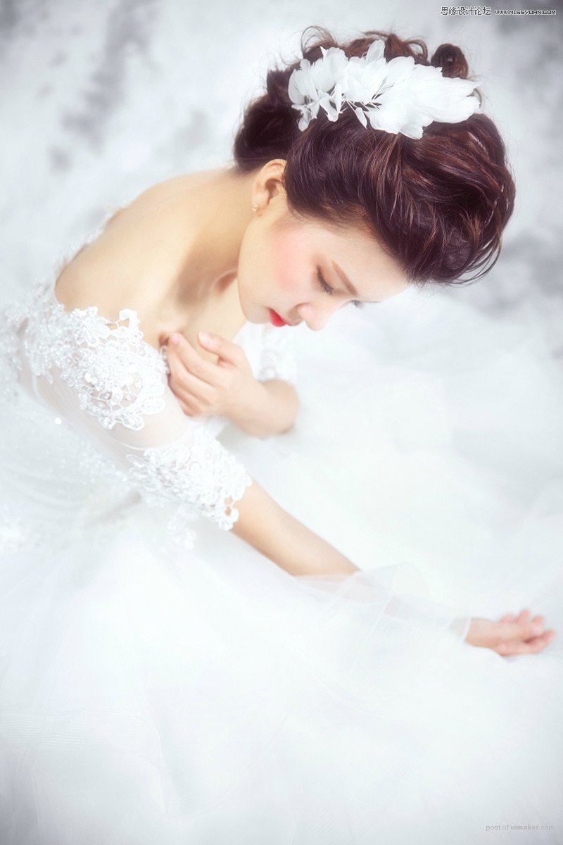 Photoshop给室内婚纱照片添加甜美肤色效果