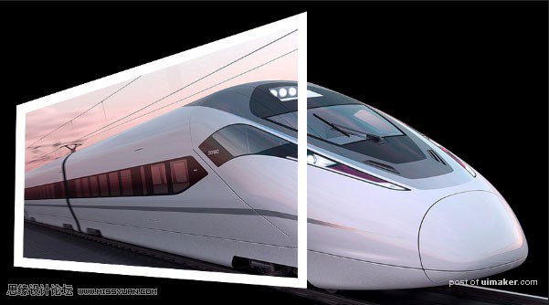 Photoshop制作超酷的火车头冲出画面效果