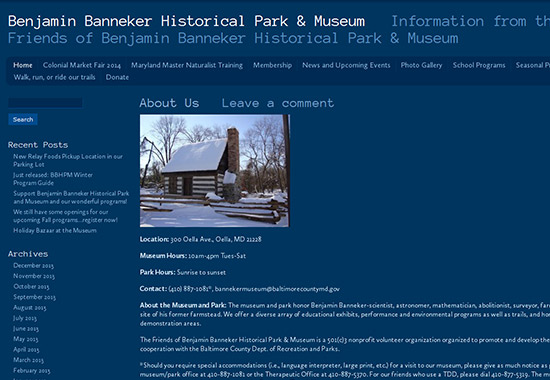 WordPress Museum Sites - Benjamin Banneker Historical Park and Museum